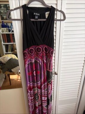 B Calm, Black & Pink Patterned Maxi Dress